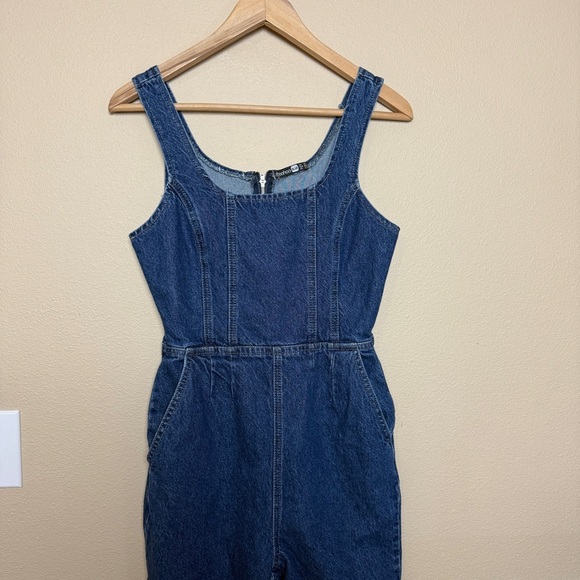 Boohoo Square neck tapered Denim Jumpsuit- Size 6 - Picture 6 of 12